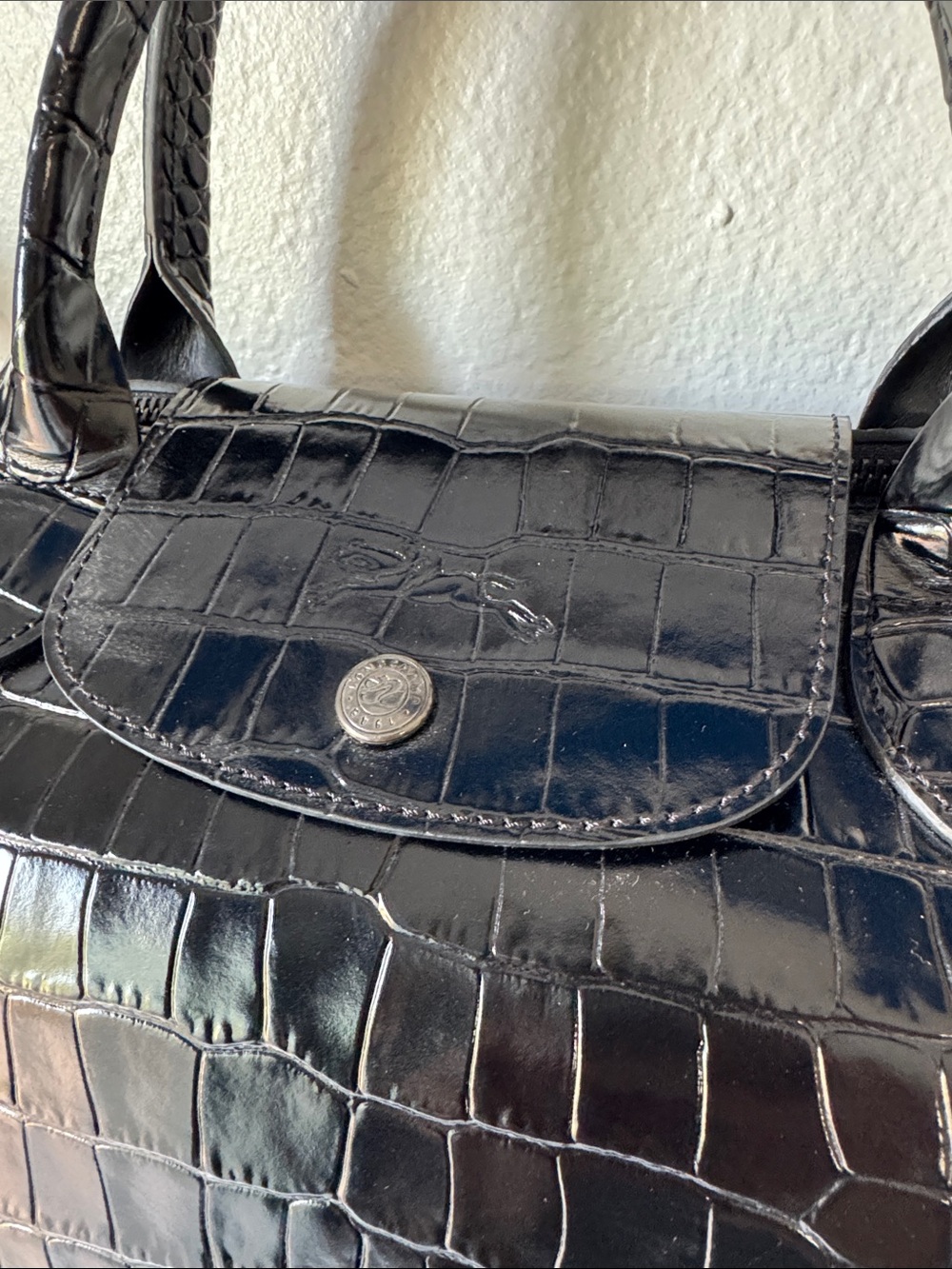 🆕 Longchamp Le Pliage Croc Embossed Tote - Picture 2 of 7